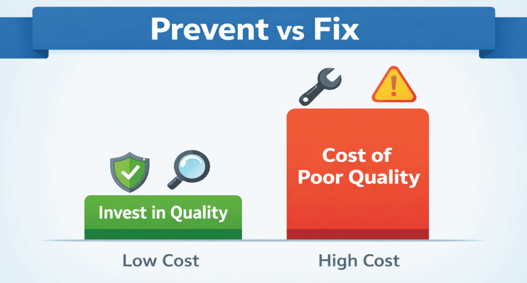 infographic showing prevent vs fix cost