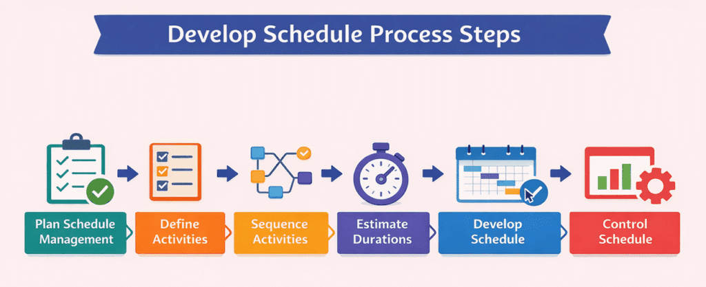 infographic showing develop schedule process