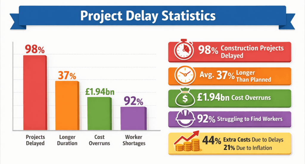 infographic showing project delay and cost analysis