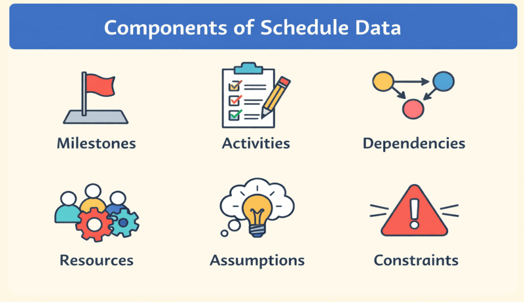 Components of schedule data infographic
