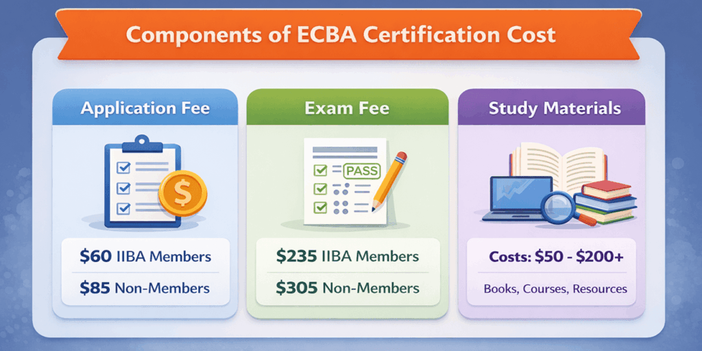 infographic showing components of ecba certification cost