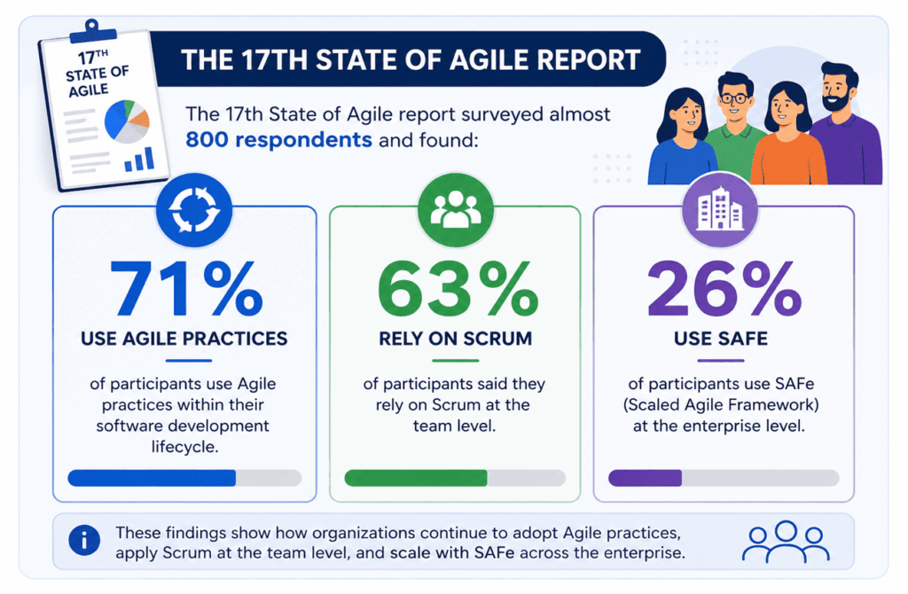 infogrpahic showing The 17th state of agile report